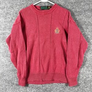 VTG Hunting Horn Sweater Mens Medium Red Cred Embroidered Heavyweight Retro 90s